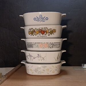 Five (5) Corning Ware Casseroles 2 Qt (A-2-B) Baking Dishes